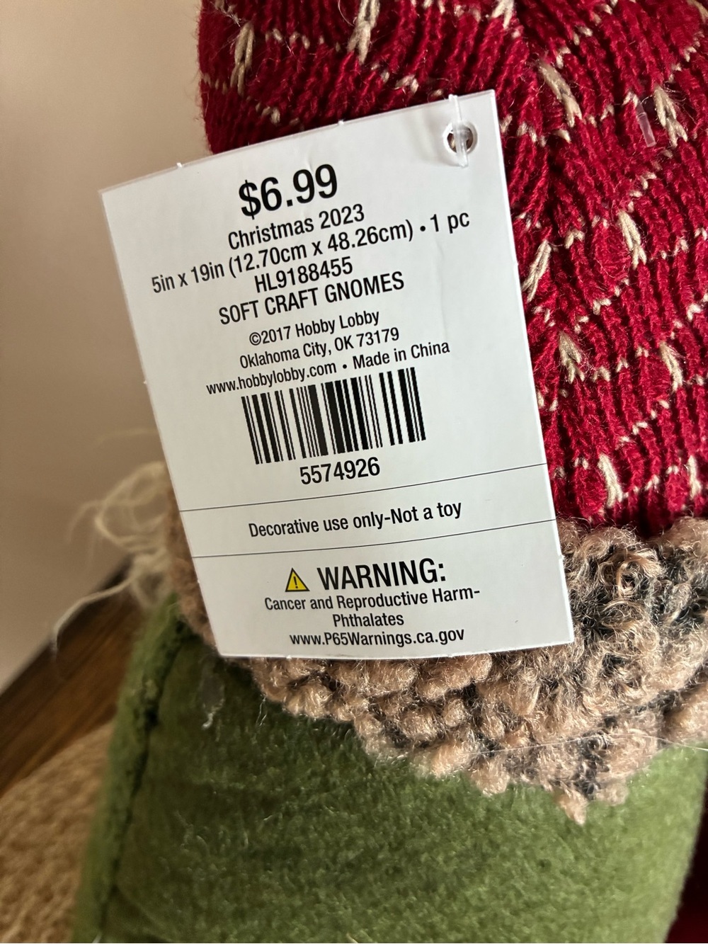 Hobby Lobby Knit-Top Holiday Gnome Duo in Red and Green - Picture 3 of 6